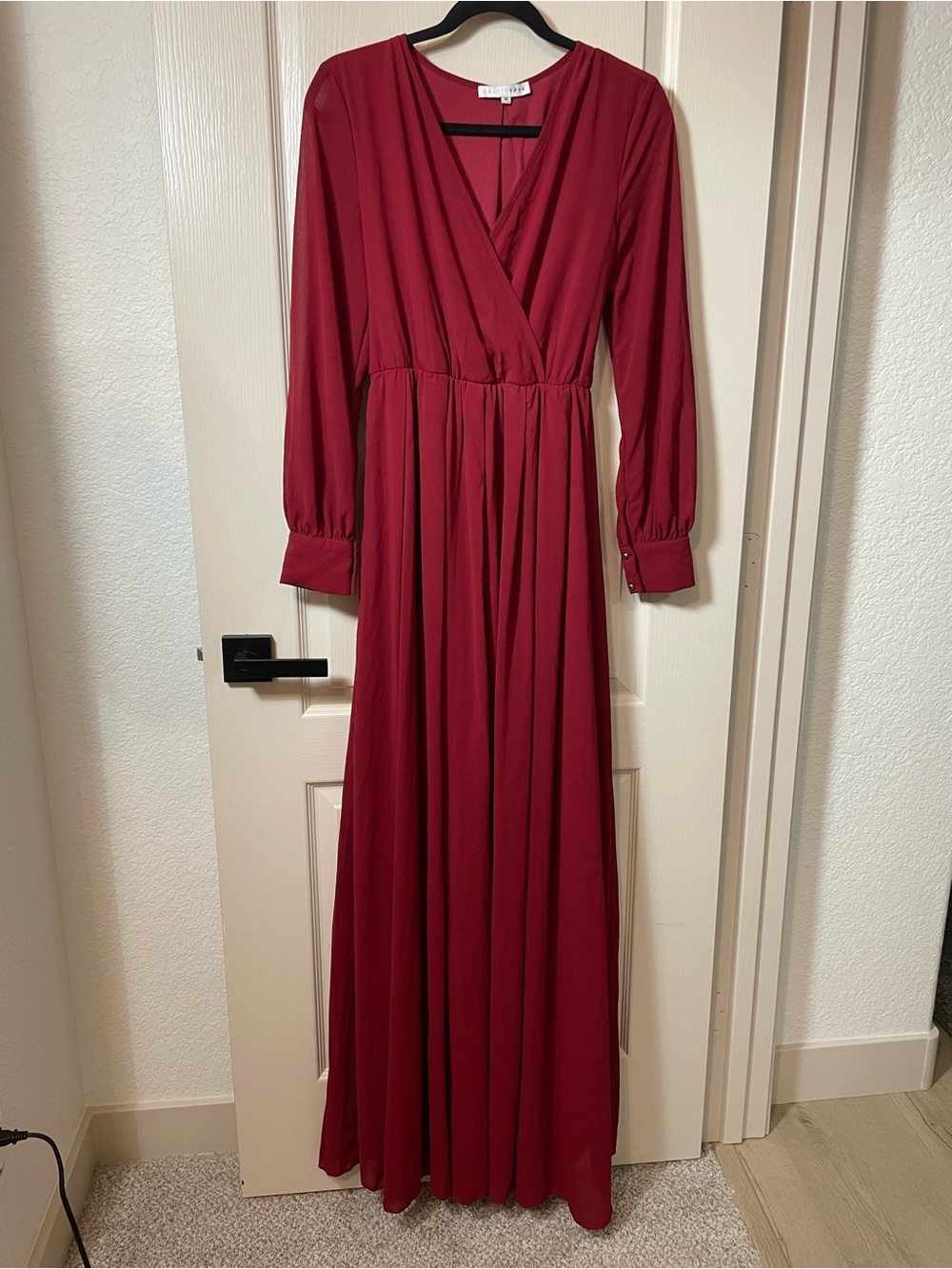 Baltic Born Burgundy Long Sleeve Wrap Maxi Dress Size M